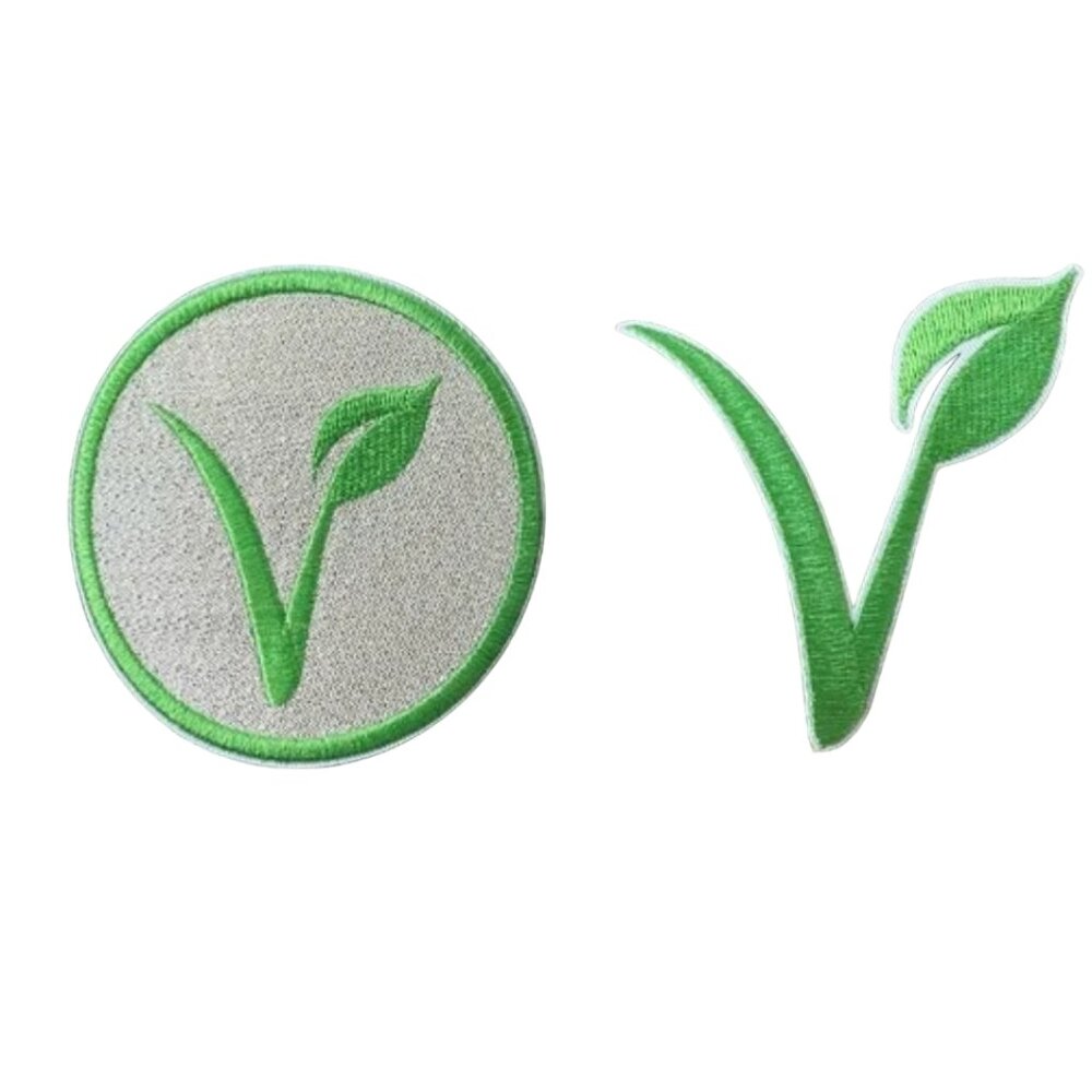 Vegan Symbol Embroidered Iron On Patch Accessory(Bundle of 4)